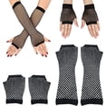thumbnail image 1 of 2 pares de guantes de red de pesca cortos y largos, guantes de red de pesca largos, guantes de red de pesca cortos, guantes de fiesta negros para mujer, guantes de disfraces, 1 of 5