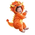 thumbnail image 4 of KPOPLK Dino Infant Romper Hooded Outfit Unisex Halloween Bodysuit Long Sleeve Zipper Jumpsuit Bodysuit for 3 6 9 Months(Orange,1-3 Months), 4 of 8