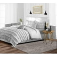 thumbnail image 2 of SGI Bedding 3 Piece Cotton Multi Ruffle Duvet Cover Light Gray Solid 600TC Oversized Queen, 2 of 7