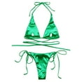 thumbnail image 5 of MSJUHEG Boho Swimsuits for Women,Two Piece Swimsuit,Spaghetti Straps,Bathing Suits,Strapless Bathing Suits for Women,Halter String,Bralette Bikini Set Green M, 5 of 6