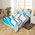 thumbnail image 3 of Erosebridal Blue Stripe Comforter Cover Gradient Grey Bed Set, Minimalism Modern Duvet Cover King Size Sea Ocean Theme Bedding Set, Tropical Beach Bedspread Cover Coastal Farmhouse Decor 3pcs, 3 of 6