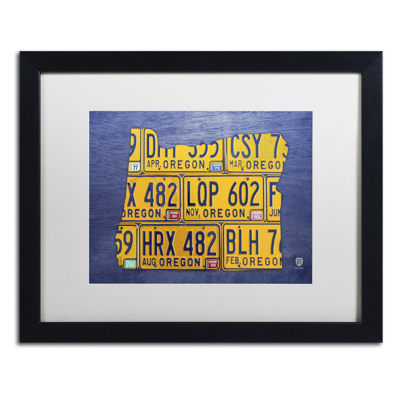 Trademark Fine Art 'Oregon License Plate Map' Canvas Art by Design Turnpike, White Matte, Black Frame