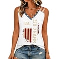 thumbnail image 3 of Dwelliawo Women's 4th of July Patriotic Tank Top, USA 250th Anniversary American Flag Sleeveless V Neck Casual Summer Tee White M, 3 of 3