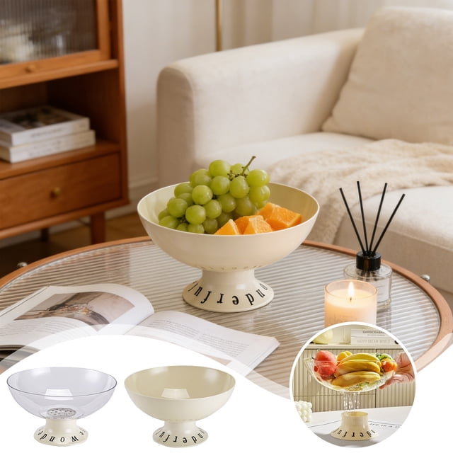 Dianli Kitchen Decor Fruit Bowl Pedestal Fruit Bowl Plastic Tabletop Draining Fruit Tray Decorative Serving Bowl for Home Kitchen Dining Room Countertop Display
