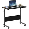 thumbnail image 4 of Bureau Debout Mobile Réglable en Pouces avec Station de Recharge, Petit Bureau d'Ordinateur Roulant, Bureau Portable pour Portable avec Étagères de Rangement et Roulettes pour Bureau à Domicile (Vintage), 4 of 6