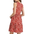 thumbnail image 5 of cocolona Womens Summer Boho Floral Dresses Button V Neck Sleeveless Mini Dress Vacation Beach Tiered Flowy Sundress, 5 of 7