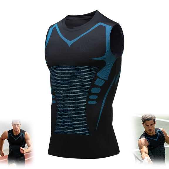 Slimflex Compression Shirt for Men, Slimming Body Shaper Vest with Tummy Control, Slim Fit Crewneck Undershirt for Workout, Muscle Support and Daily Wear