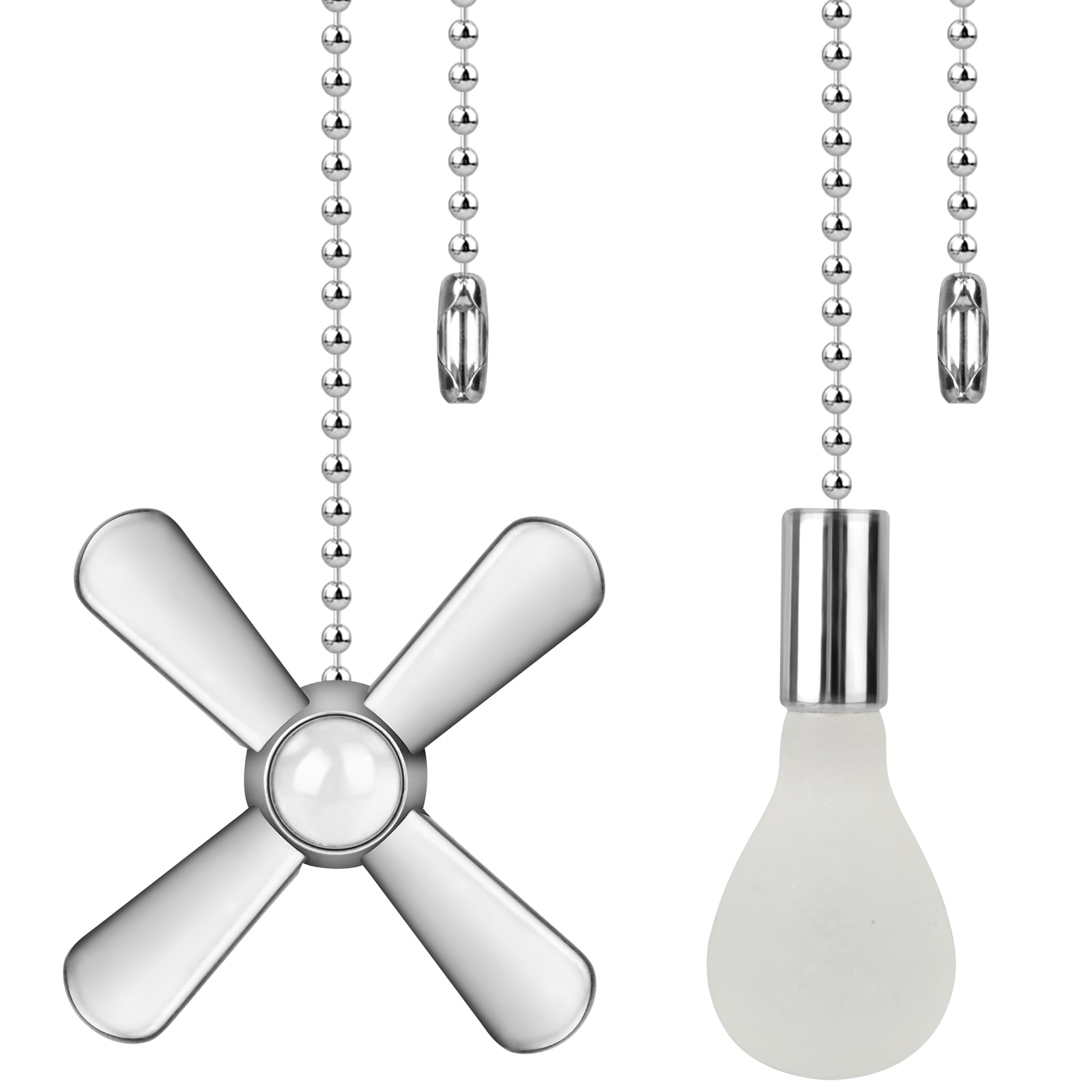 White with Multicolored Specked Glass Cross Ceiling Fan Pull Chain Pair 
