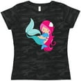 thumbnail image 3 of Inktastic Mermaid And Dolphin, Mermaid With Pink Hair Women's T-Shirt, 3 of 5