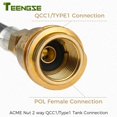 thumbnail image 3 of Teengse Adaptateur Convertisseur de Boyau de Répartiteur de Propane en Forme de Y, Sortie QCC/POL et Entrée QCC, Valve Régulatrice de Réservoir de Propane pour Chauffages, Grils, Fi, 3 of 7