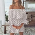 thumbnail image 2 of Babysbule Womens Summer Dresses, Fashion Women's Summer Casual Off Shoulder Printing Bell Sleeve Dresses, 2 of 5