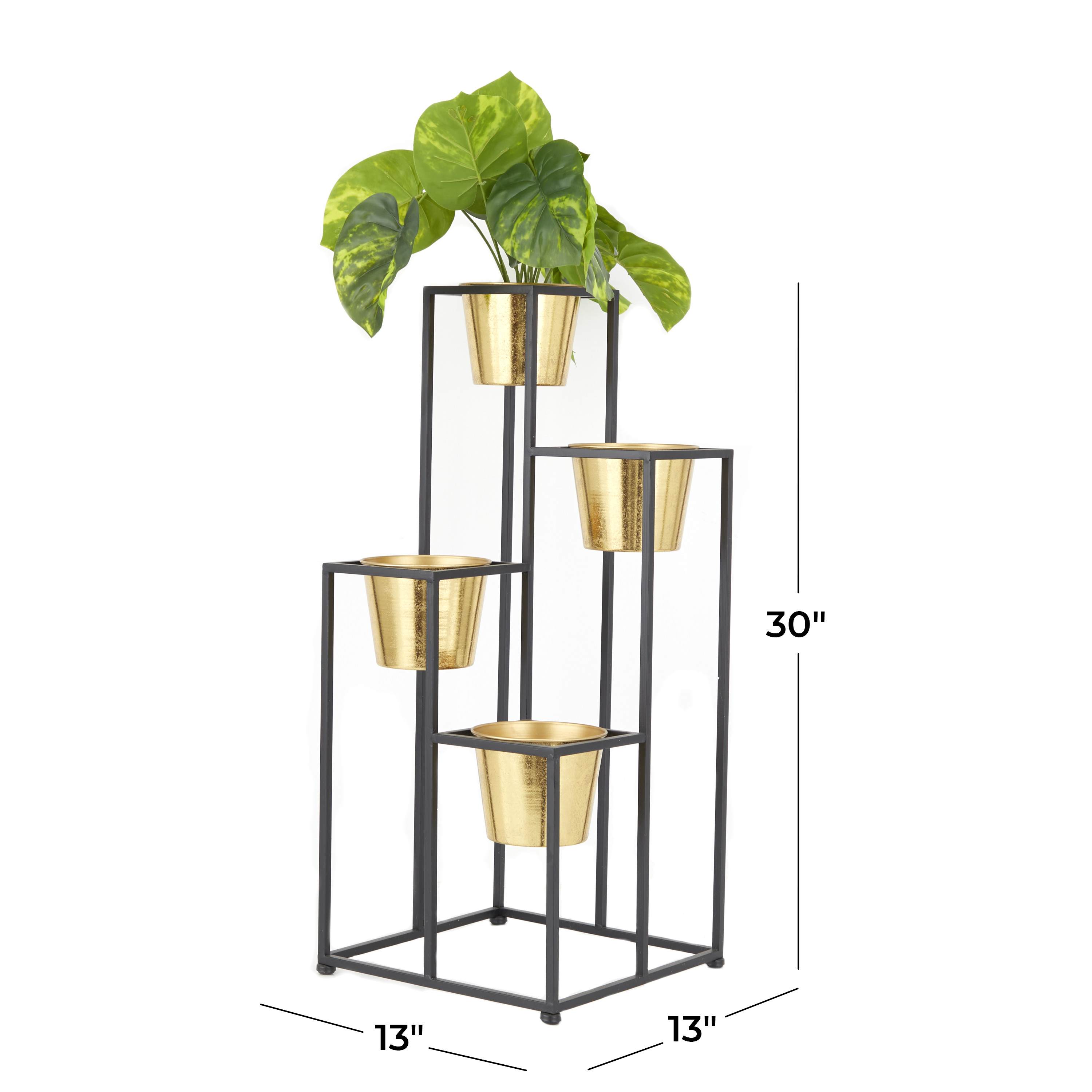 CosmoLiving by Cosmopolitan 13" x 30" 4 Tier Black Metal Planter with Black Removable Stand