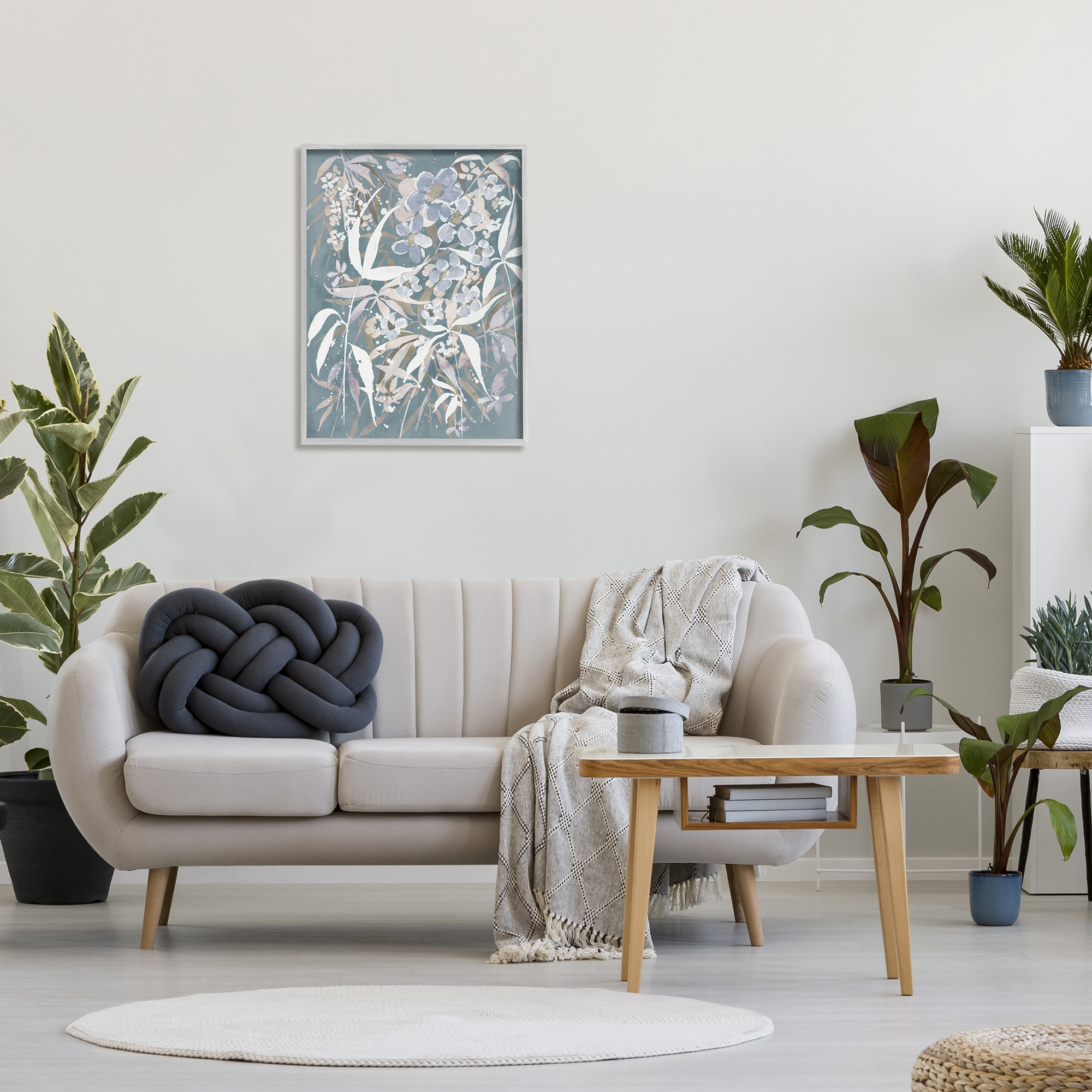 Stupell Industries Modern Blossom Botanicals Graphic Art Gray Framed Art Print Wall Art, Design by Krinlox