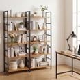 thumbnail image 4 of 5 Tier Bookshelf, Free Standing Wooden Bookcase with Open Storage Shelves with Metal Frame, Sturdy Shelf Organization Display Rack for Living Room, Bedroom, Home Office, 62.2" Tall, 4 of 8