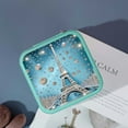 thumbnail image 4 of Autua Eiffel Tower Diamonds Mosaic Jewelry Box for Necklace, Ring, Earring - Compact Travel Size with Multiple Storage Spaces Green, 4 of 5
