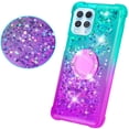thumbnail image 3 of SOGA Quicksand Cover Cute Girl Phone Case Compatible for Motorola Edge S Case, with Ring for Magnetic Car Mounts, Lanyard, Tempered Glass - Purple / Teal, 3 of 5