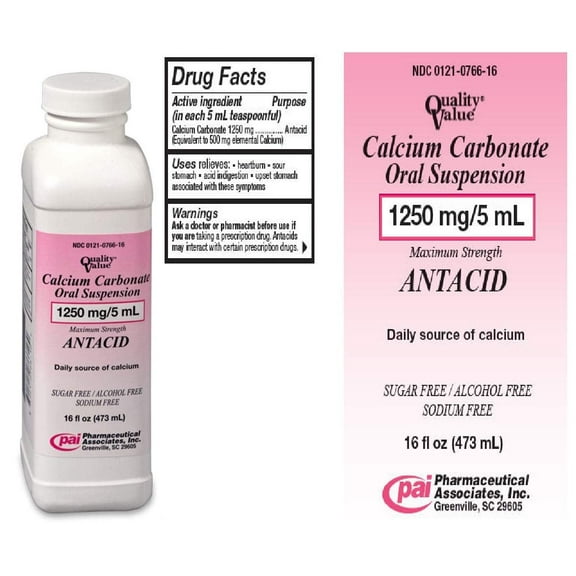 Calcium Carbonate Oral Suspension 1250mg/5 ml - 16 Oz.