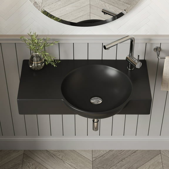 DV-1WS0125RB 30'' x 18'' Rectangular Vitreous China Wall Mount Bathroom Sink with Faucet Hole