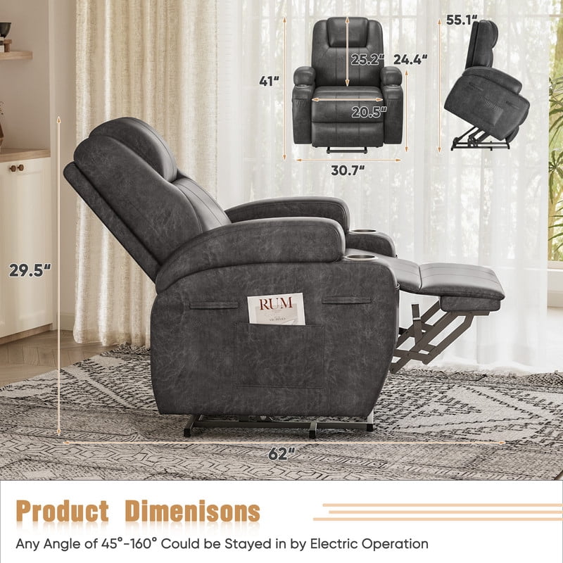 Homall Power Lift Recliner Chair Massage Designed Leathaire Fabric Single Sofa Specifically for Nursing,Black