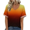 thumbnail image 2 of BVOFAR Womens Summer Trendy Shirts 2025 Plus Size Gradient Tops Casual V Neck T-Shirts Short Sleeve Loose Blouses, 2 of 8