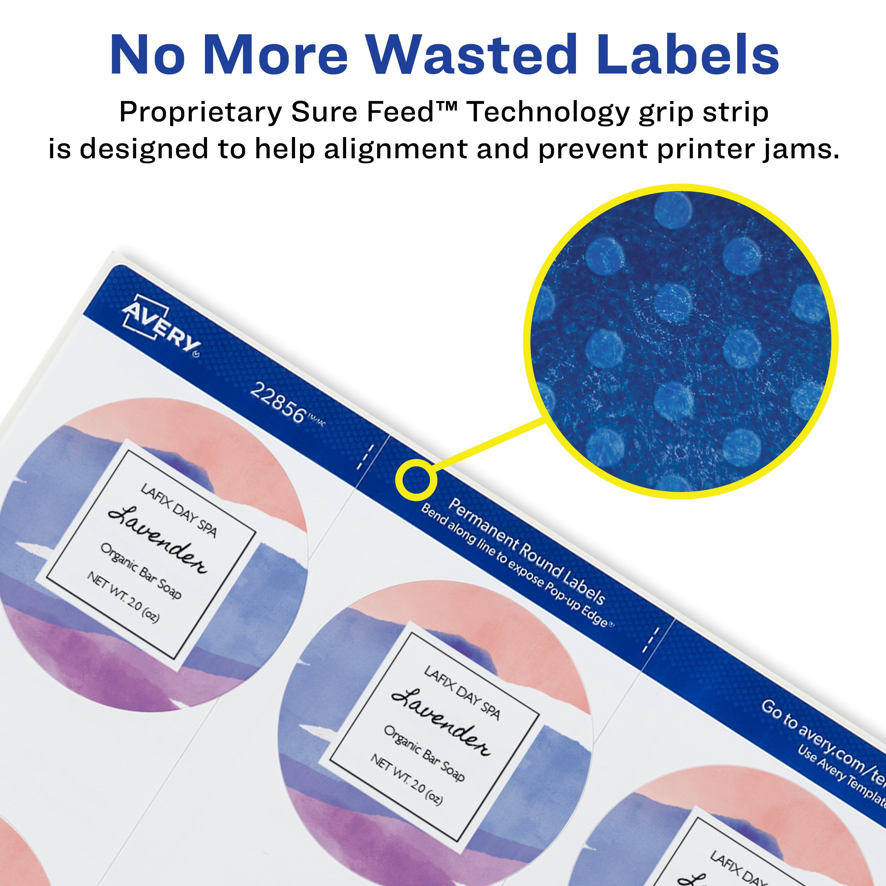 (5 pack) Avery Shape Labels, Round, 2" Diameter, Paper, Matte White, Laser/Inkjet, 120 Labels (22261)