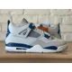 thumbnail image 3 of Ni - ke Ni - ke Air Jordan 4 Retro Military Industrial Blue Off White FV5029-141 Men Sz 3.5, 3 of 5