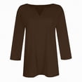 thumbnail image 4 of KPOPLK Womens 3/4 Length Sleeve Blouses Business Tops Dressy Casual V Neck Cute Hollow Out T-Shirts(XXXL,b159-Coffee), 4 of 7