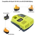 thumbnail image 2 of Elefly Dual Chemistry Replacement Charger for Ryobi P117 Charger ONE+ P118 P119, Charges Ryobi 12V 14.4V 18V Lithium-Ion NiCd NiMh Battery P100 P101 P102 P103 P105 P107 P108 with 2 USB Port, 2 of 2