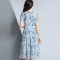 thumbnail image 6 of Summer Slim V-neck Floral Dress Elegant Short Sleeves Middle Long Printing Causal Dress, 6 of 6