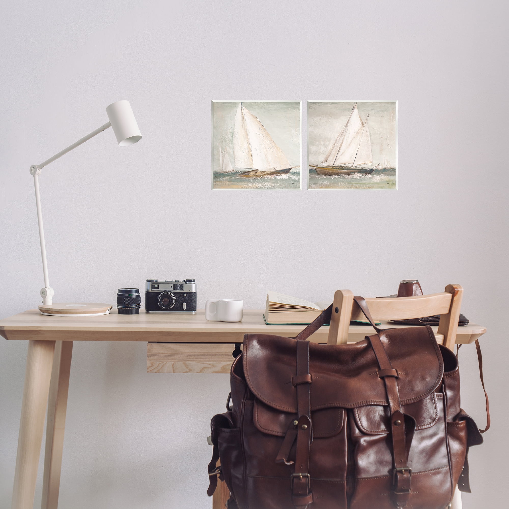 Stupell Industries Tall Ships at Sea Nautical & Beach Painting Unframed Art Print Wall Art, 12 x 12, Set of 2