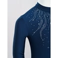 thumbnail image 5 of TiaoBug Kids Girls Shiny Rhinestone Gymnastics Leotard Hollow Back Long Sleeve Figure Skating Jumpsuit Navy Blue 14, 5 of 7