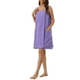 thumbnail image 4 of INSPIRE CHIC Women's Mother's Day Terry Wrap Bathrobe Spa Robe for Gym Pool Shower Bath Towel Robe Shower Dress S Grape Shake, 4 of 6