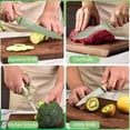 thumbnail image 3 of Knife Set, 6 Pieces Professional Kitchen Knife Set with Universal Knife Block, Super Sharp Knife Set with Ergonomic Handle Non-stick Stainless Steel Knife Block Set (Green), 3 of 7