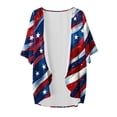 thumbnail image 3 of Hvot&aat Women 4th of July Flowy Chiffon Cardigan Independence Day Printing Short Sleeve Cover Up Casual Open Front Blouse Tops, 3 of 3