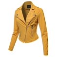thumbnail image 1 of FashionOutfit Women's Solid Asymmetrical Zipper Closure Long Sleeve Thin Biker Style Jacket, 1 of 1