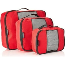 TravelWise Nylon Luggage Organization Packing Cubes, Red, 3 Sizes
