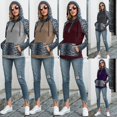 thumbnail image 4 of Sudadera con capucha Sudadera con capucha de mujer Leopardo empalme con botones de bolsillo Pullover Camisa Casual con capucha Tops con cordón 1 1, 4 of 5
