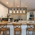 thumbnail image 3 of 5-Light Adjustable Linear Chandelier - Rustic Farmhouse Pendant Lighting for Kitchen Island & Dining Tables (Metal Woodgrain Finish, Multi-Height DIY), 3 of 8