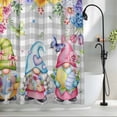 thumbnail image 2 of Easter Gnomes Shower Curtain Set, Waterproof Shower Curtains for Bathroom, Spring Floral Eggs Flowers Butterflies Gray Plaid Washable Fabric Bath Curtain for Bathtub with Hooks 60x72 Inches, 2 of 9