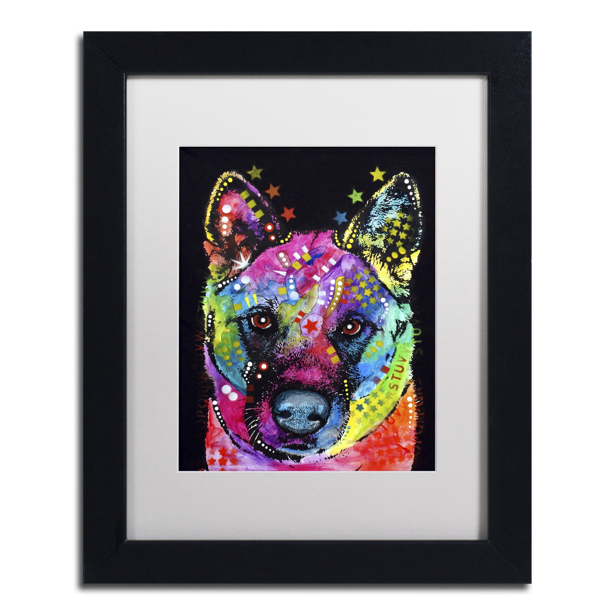Trademark Fine Art "Akita II" Canvas Art by Dean Russo, White Matte, Black Frame