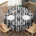 thumbnail image 3 of Black and White Geometric Boho Pattern Round Tablecloth 60"x60",Wrinkle Wipeable Table Cloth for Kitchen Dining Room Picnic Patio Party, 3 of 6