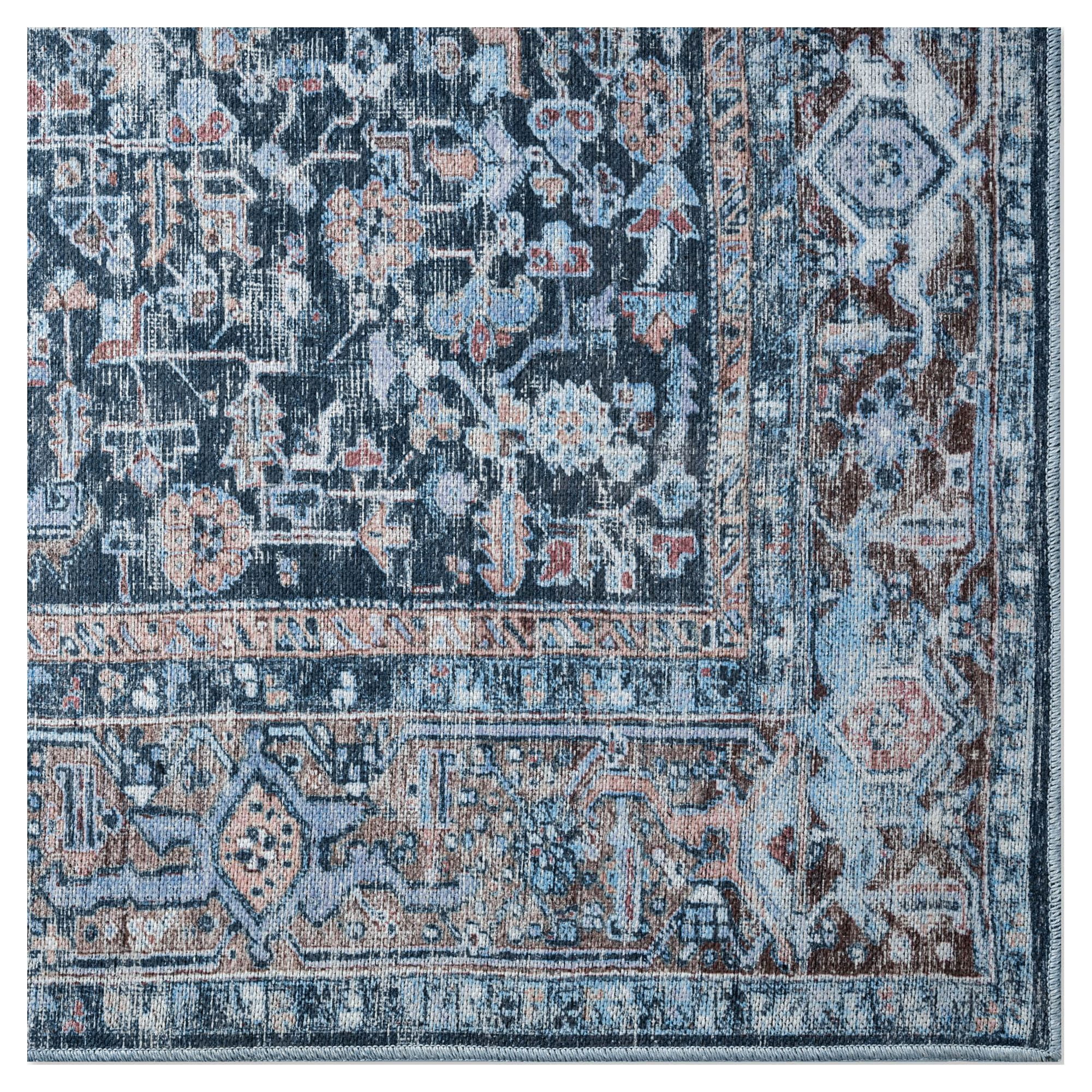 Everwash™ Callaghan Edith Distressed Vintage Machine Washable Area Rug, Blue, 3'11"x5'6"