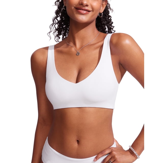 Top de Bikini CRZ YOGA con Tirantes Anchos en V Blanco XL