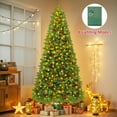thumbnail image 5 of Firstness 7.5ft Pre-Lit Artificial Christmas Tree,Green Xmas Tree with 450 Lights and 1300 Branch Tips,Pine Cones and Red Berries, 5 of 10