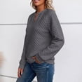 thumbnail image 4 of Quilted Sweatshirt Women Fall Casual V-Neck Long Sleeve Pullover for Travel Weekend Wear, M, 4 of 7