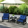 thumbnail image 2 of Outsunny 3 Pieces PE Rattan Rocking Chair Set, Outdoor Rocker Chair, Blue, 2 of 10