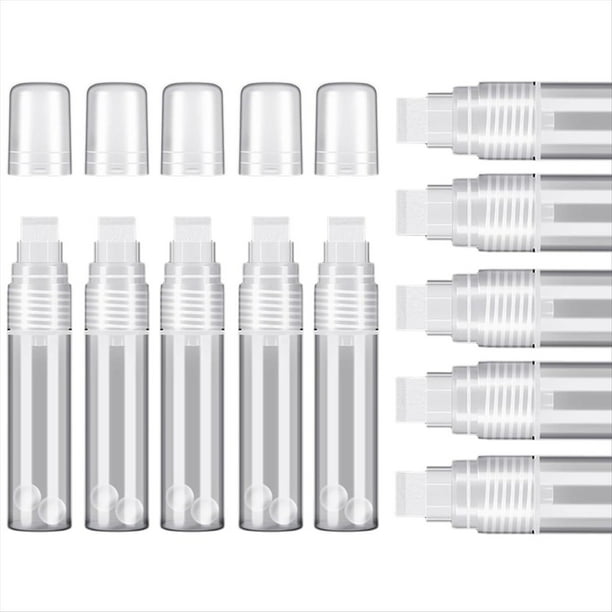 Paquete de 10 Rotuladores de Pintura de 15 mm, Marcadores Permanentes Acrílicos Vacíos Blancos, Rotuladores de Pintura Acrílica Transparente, Rotuladores Rellenables