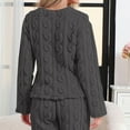 thumbnail image 3 of Women's Fuzzy Pajama Tops Long Sleeve Fleece Flannel Pj Winter Warm Thick Sleeping Pullover Embroidered Sleepwear,Dark Gray - L, 3 of 3