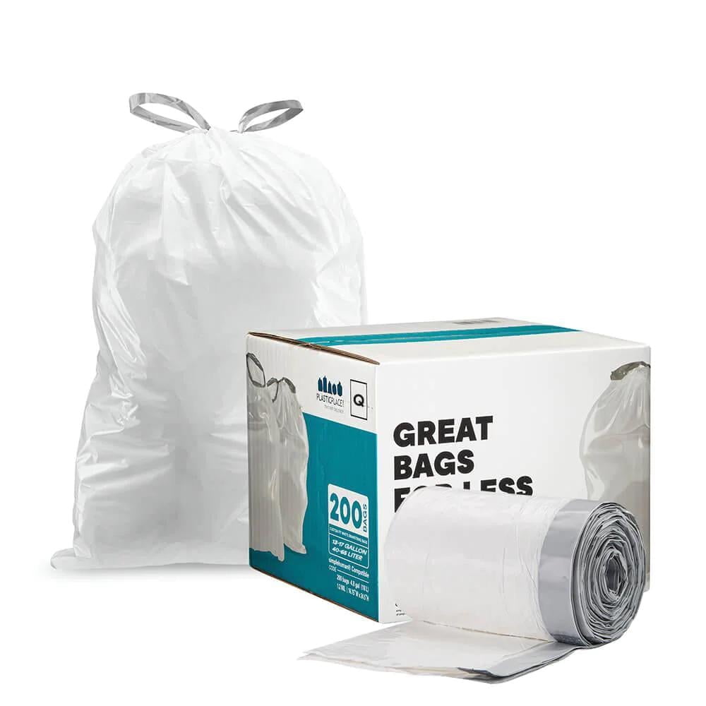 pack of 50 bags Plasticplace 13 Gallon Drawstring Trash Bags Black 