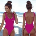 thumbnail image 2 of Womens Letter Print One Piece Swimsuit - Scoop Back High Cut Sleeveless Backless Bathing Suit for Ladies, 2 of 5